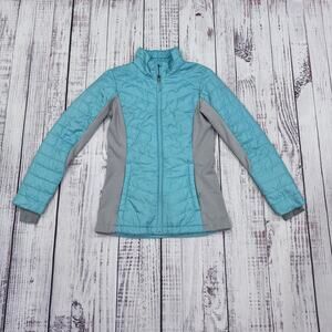 Columbia Omni-Heat Blue Gray Insulated Jacket Women’s Small Thumbhole Cuffs